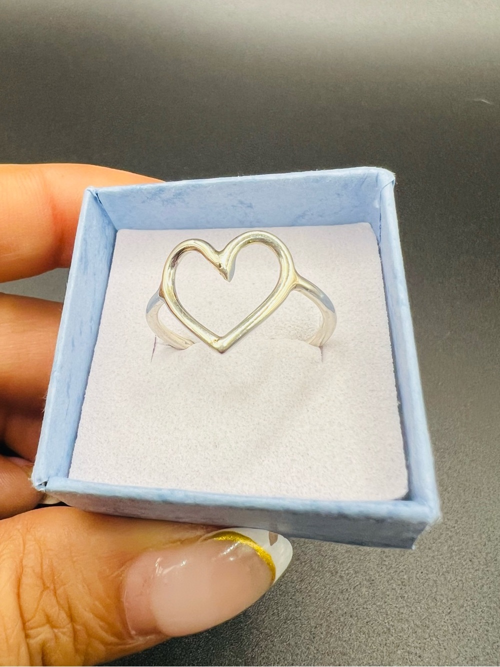 Silver Open Heart Ring - Sterling Silver 925